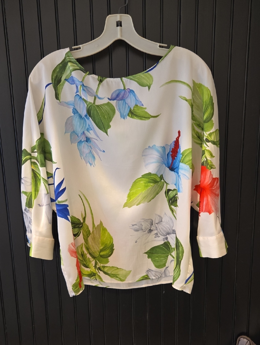 Zara White Floral Blouse with PEARL buttons